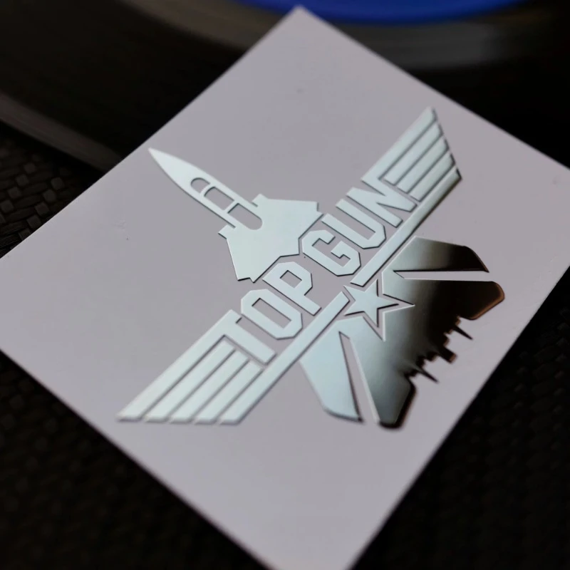2Pcs TOP GUN Metal Car Stickers with Premium Texture and Creative Scratch Resistant Stickers for Car Body Laptop and Helmet