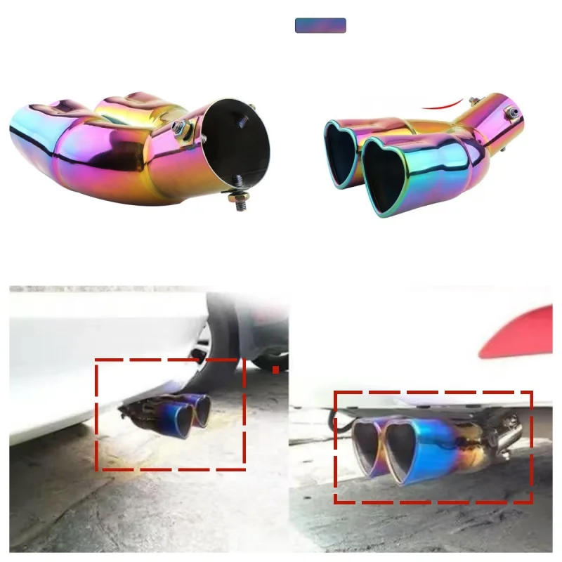 

Punta de Escape Universal CorazónAcero Inoxidable 2.5″Silenciador Decorativo para Coches,interior replacement parts,heart-shaped