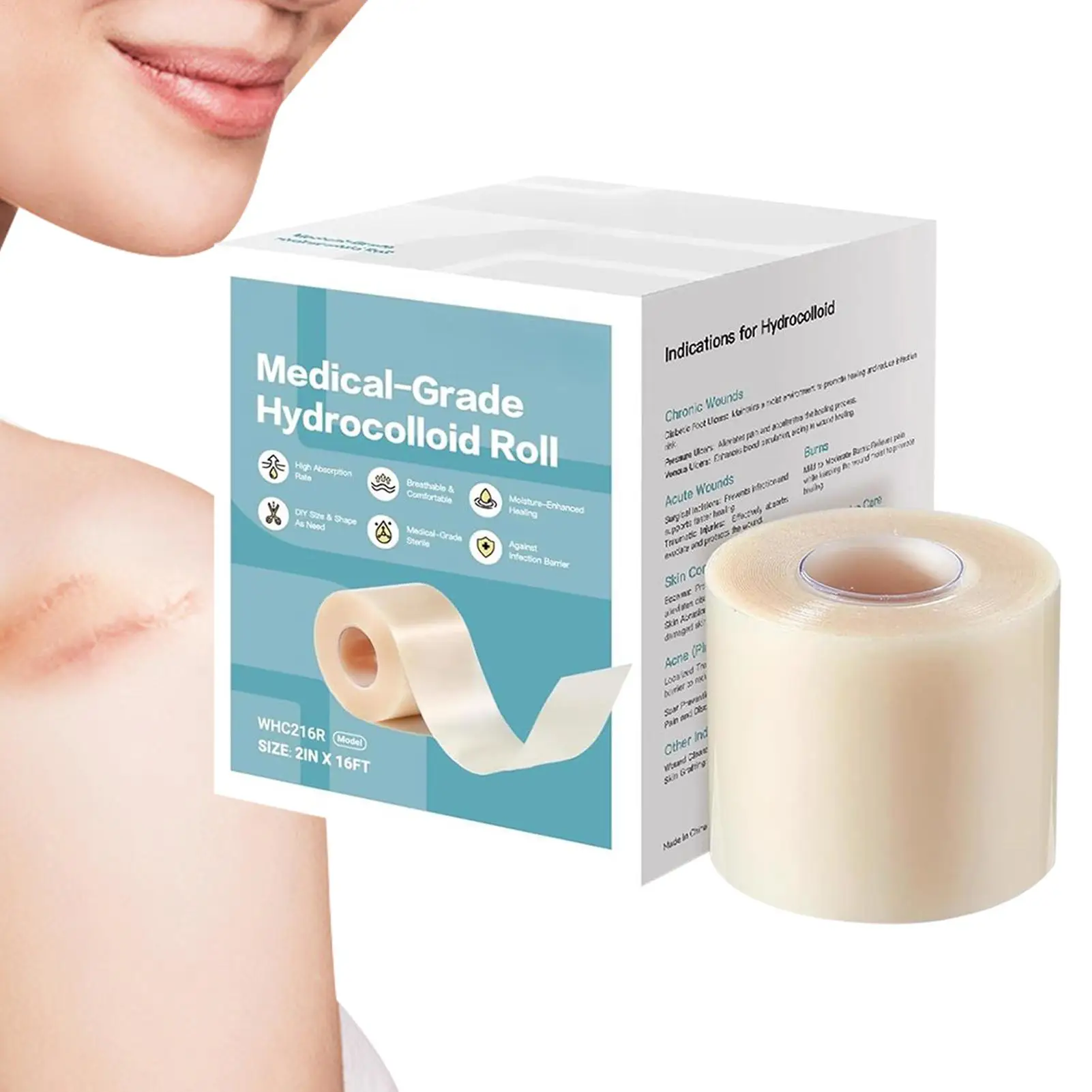 Hydrocolloid Patch Bandages 16.4ft Hydrocolloid Bandage Roll For Wound Care  Waterproof Self-Adhesive For Face Body Burn Wound - AliExpress