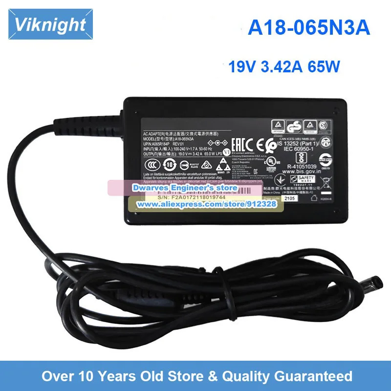 65W A18-065N3A AC Adapter A17-065P4A 19V 3.42A Charger for V5-571G E5-523G Modern 14 A10M F110 V110 MS-14B3
