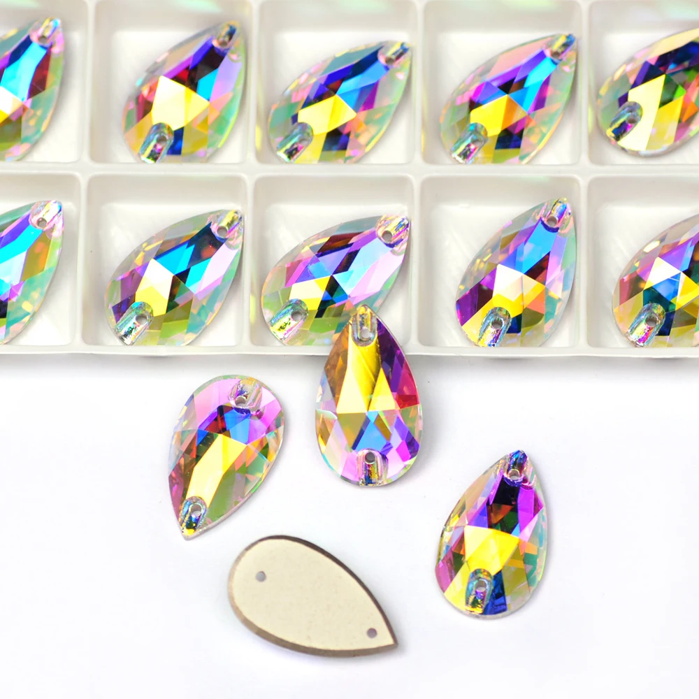 6A-Qualität Strass-Nähsteine, Tropfenförmige Aufnähsteine, Flache Perlen zur Dekoration von Kleidern, Taschen, Kleidungsstücken und Schuhen – Detail 5