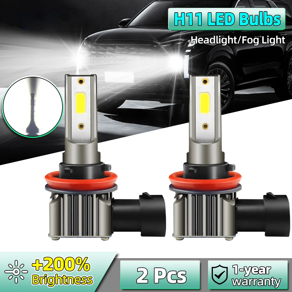 2PCS H11 LED Car Headlights Bulbs 12000LM Auto Headlamps 6000K DC12V Car Fog Light Bulbs