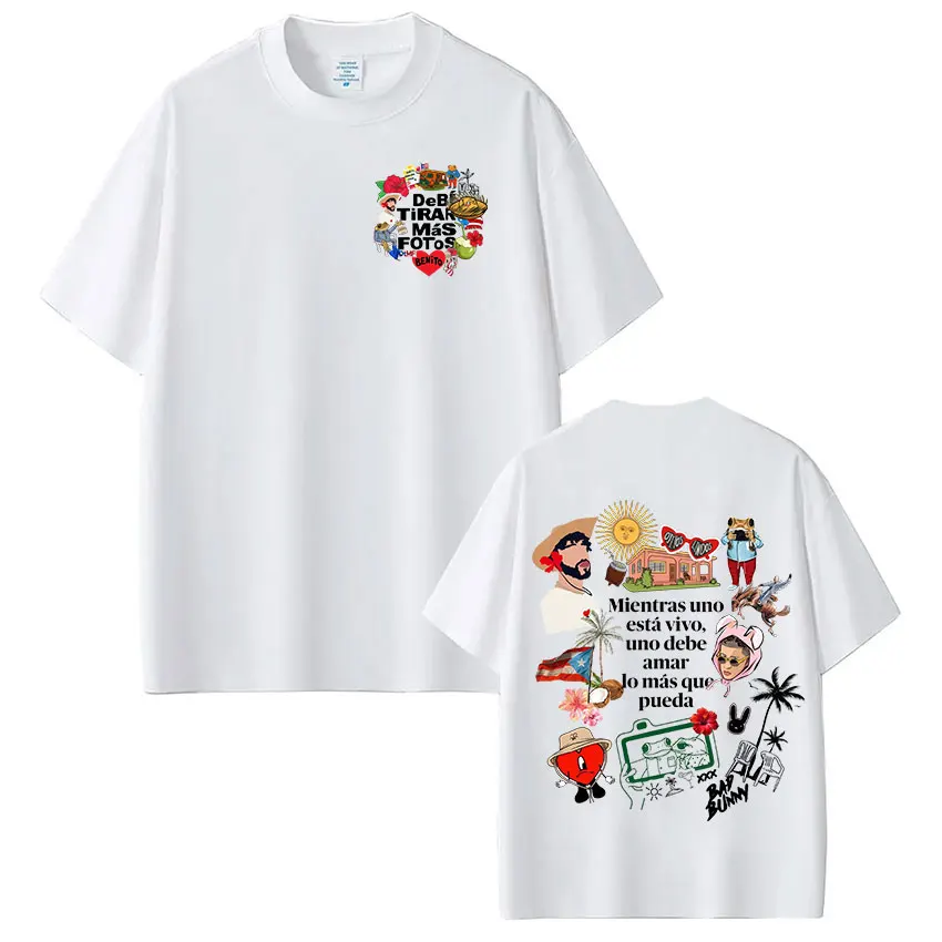 2026 Rapper Bad Bunny T-Shirt 'Debi Tirar Mas Fotos' DTMF T-Shirts Herren Damen Kleidung Mode Hip-Hop Baumwolle Casual T-Shirt