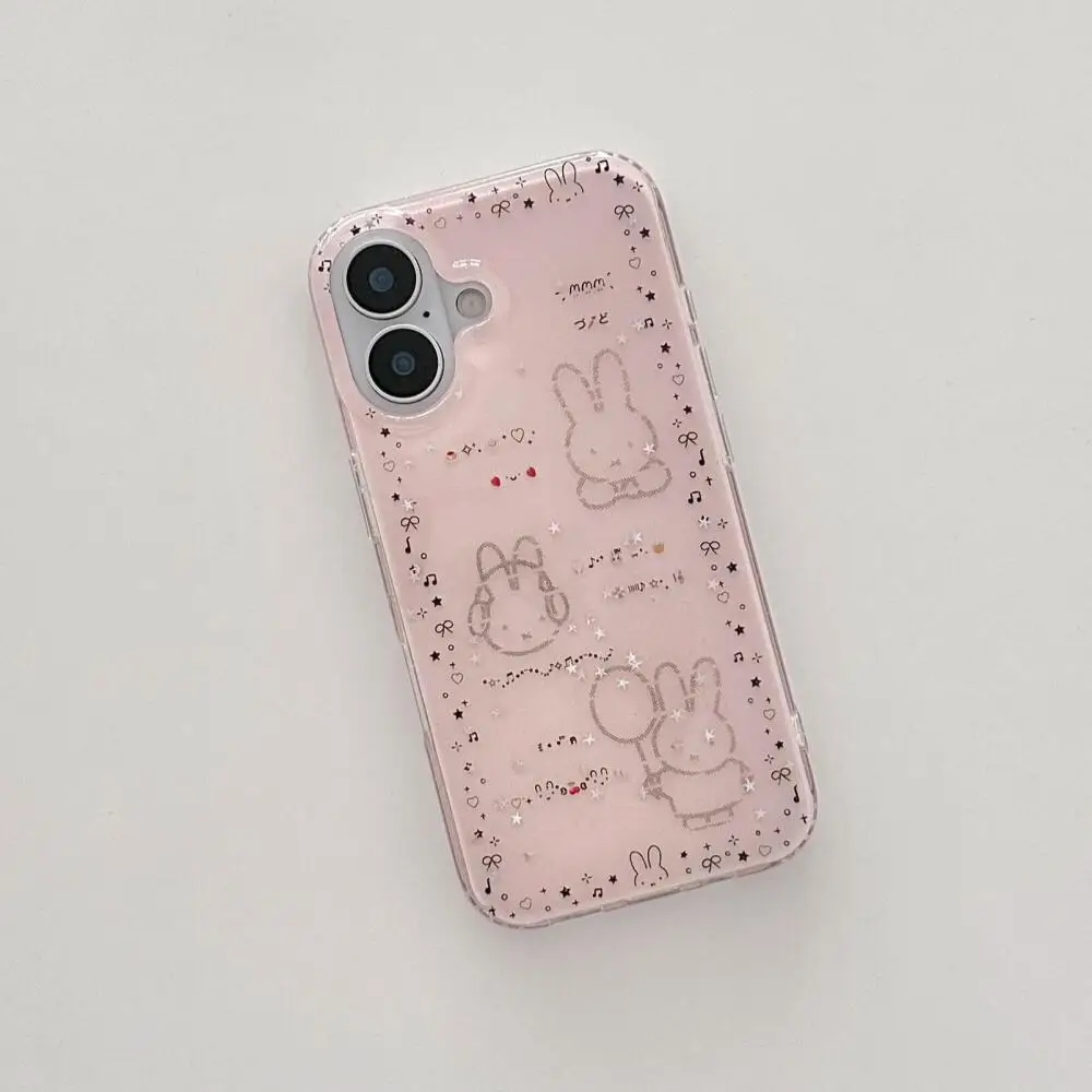 ミッフィー漫画風フラッシュダブルレイヤーピクセルキュートでガーリーなiPhone17 16 15 14 13ProMaxシリーズ対応スマホケース