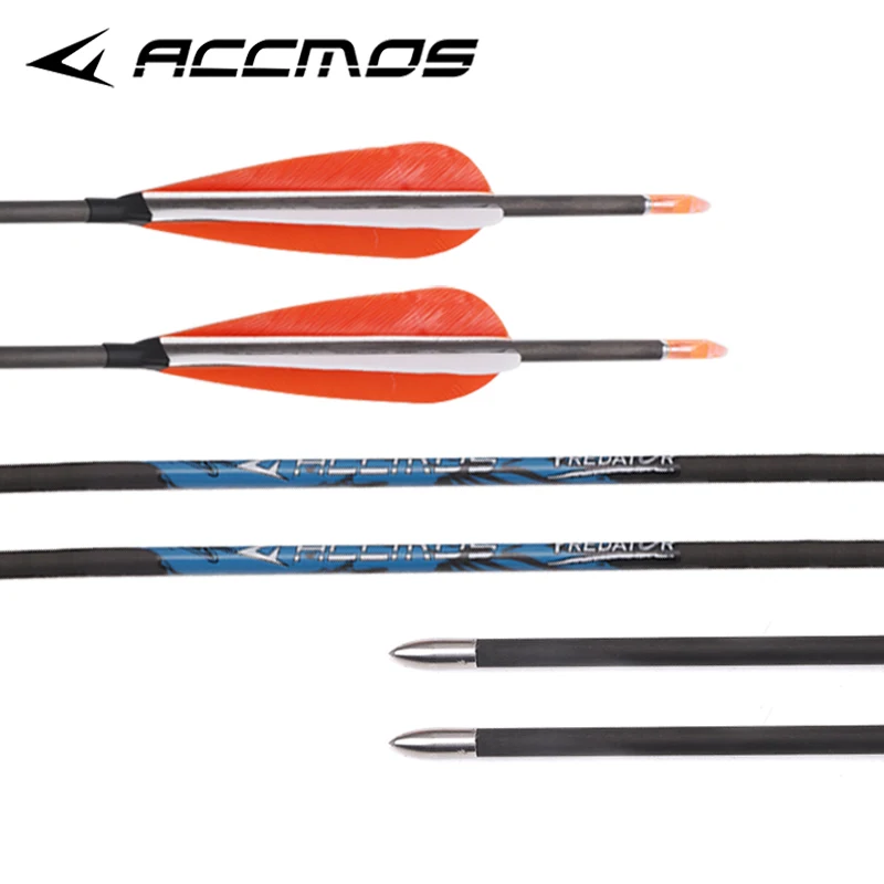 

12pcs ID 4.2mm Natural Feather Carbon Arrow Spine 300 350 400 500 600 700 800 900 1000 32” Shaft Archery Bow Accessory