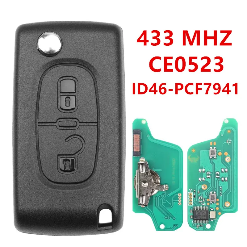 

2 Buttons 433 MHZ ID46-PCF7941 CE0523 Filp Remote Smart Car Key For Citroen C1 C2 C3 C4 C5 Berlingo Picasso For Peugeot 207 307