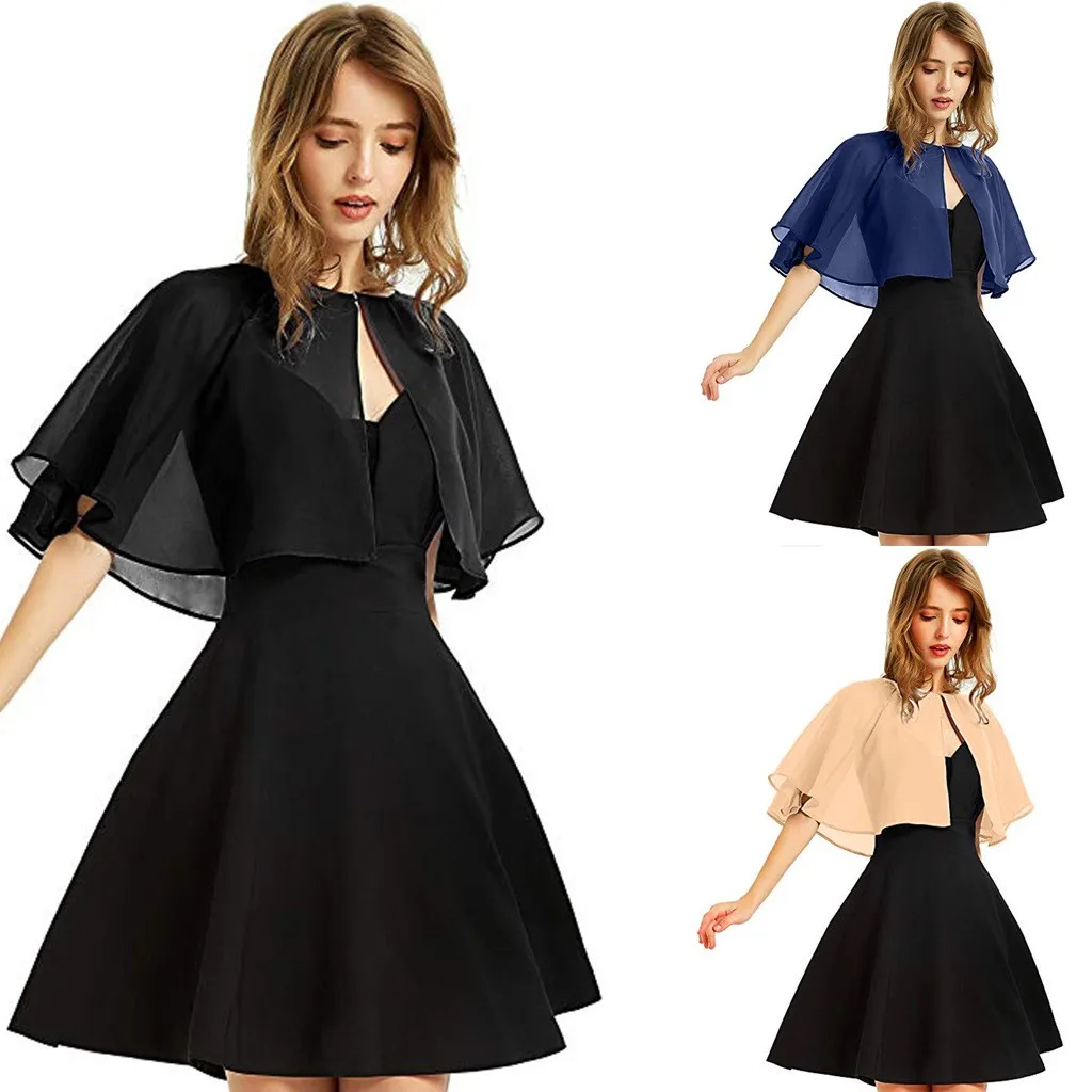 2024 New Styles Chiffon Cloak Cape Coat Elegant Shawl Solid Summer Short Sleeve Women\'s Top Clothes Casual Style Versatile Coat