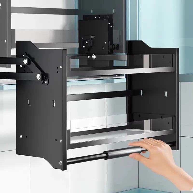 

Hanging cabinet lift basket kitchen seasoning pull-down storage snack cabinet door type multi-functional seasoning rack
