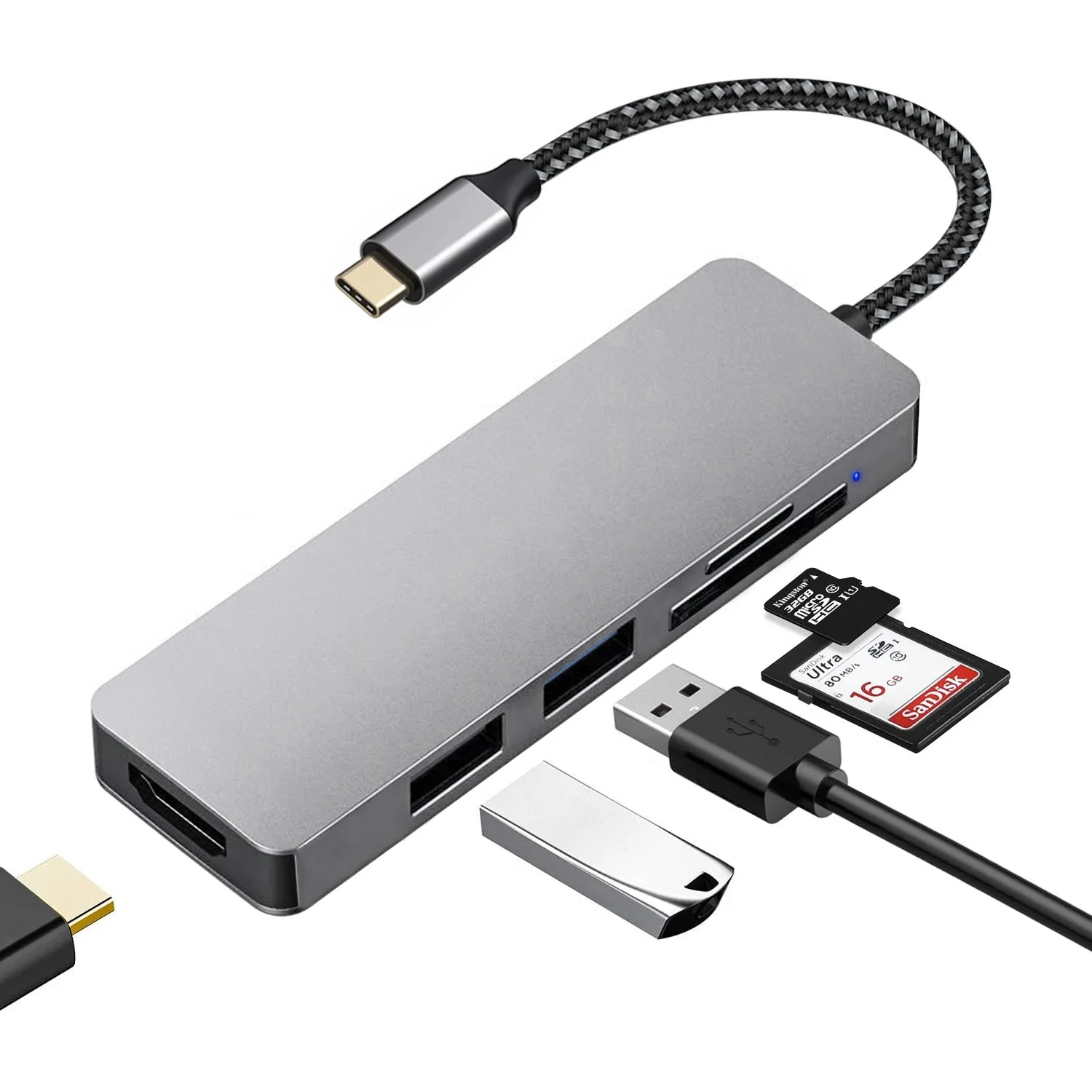 

Type-C Docking Station Type-C USB Hub Card Reader 4-in-1 Docking Station USB to HDMI