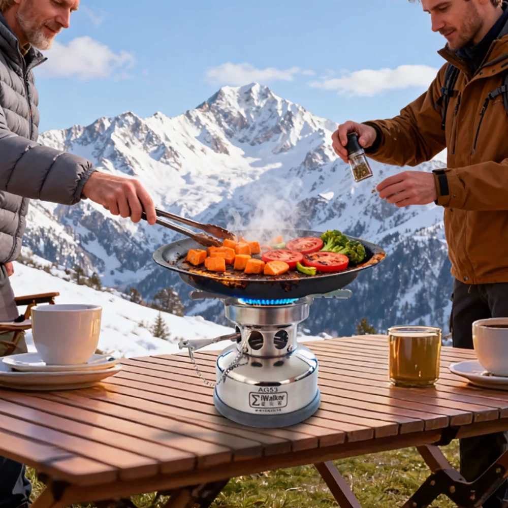 IWALKER AG53 Benzinkocher, tragbarer Mini-Campingkocher aus Edelstahl mit hoher Leistung und geräuschlosem Brenner, Outdoor-Reisen und Picknicks – Detail 21