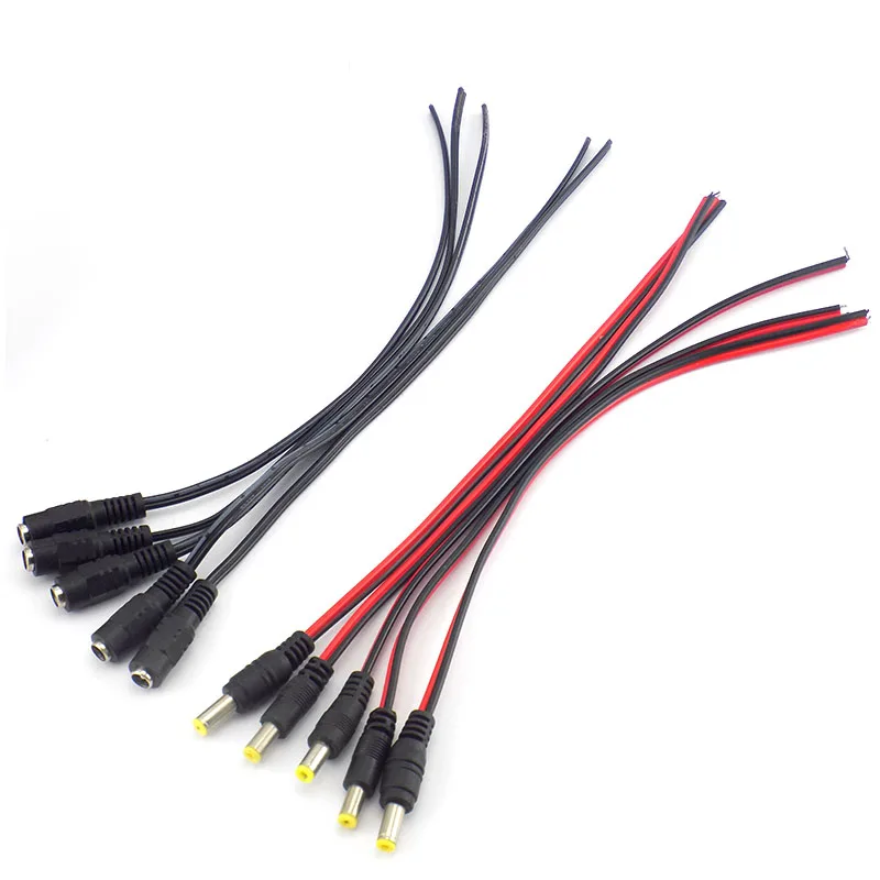 5pcs 12V DC cavo di alimentazione maschio femmina adattatore connettore adattatore per sistema di sicurezza telecamera CCTV 5.5*2.1mm D4