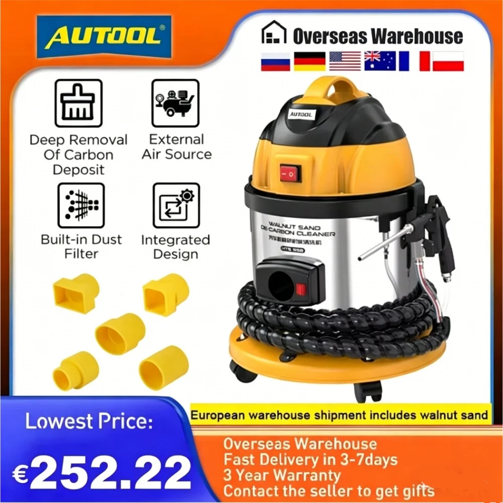 AUTOOL HTS558 Automotive Engine Intake Pipe Valve Clean Machine Carbon Deposits Cleaner Car Cleaning Tools Engine System Wash With Walnut sand