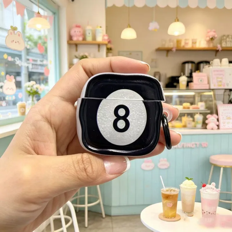 For Apple AirPods Pro3 AirPods 4 3 2 1 Pro 2 Case Creative simulation eightball Headphone Protective Cover With Pendant
