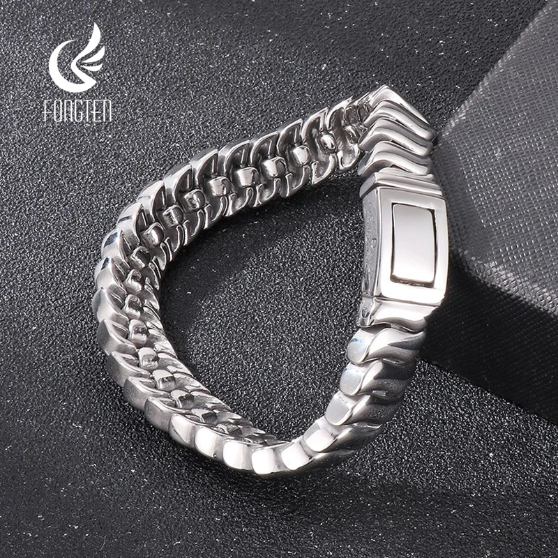 

Fongten 22cm Twisted Chain Bracelets For Men Stainless Steel Bone Chain Bracelets Bangle Men Silver Gold Color Wrist Jewelry