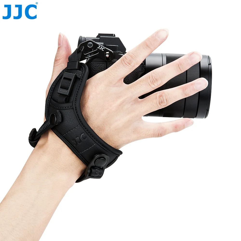 JJC Deluxe bezlusterkowy aparat fotograficzny pasek na rękę do Sony Canon Nikon Fujifilm Olympus Panasonic z płytką szybkiego uwalniania Arca Swiss