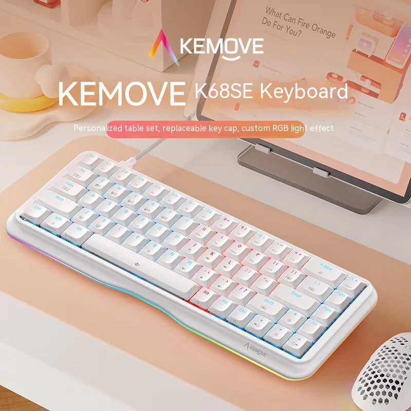 Imagem -02 - Kemove-teclado Mecânico com Fio K68se Girls Office Game N-key Rollover Mac Windows Backlight Rgb Personalizado Laptop Multimídia