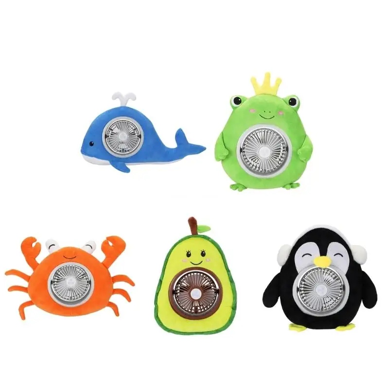 Soft Playful Animal USB Fan การไหลเวียนของอากาศ 3 สปีดแบบพกพา Cooler Dropship