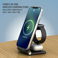 OJD76 Magnetic 3-in-1 Wireless Charger The Headset Smart Watches USB The Portable Wireless 15W Quick Charge Stents