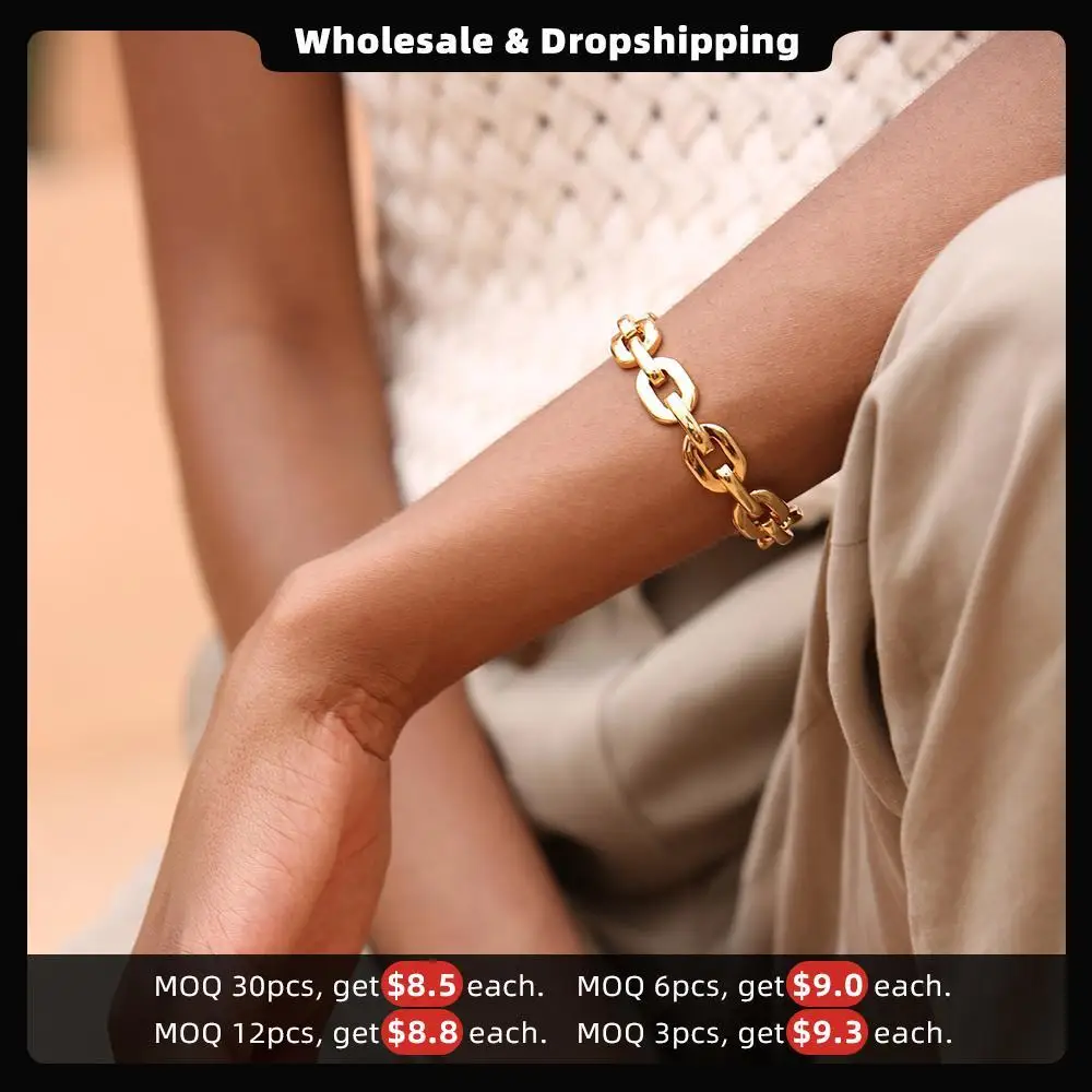 Enfashion Pure Form Medium Link Chain Cuff Bracelets & Bangles For Women Gold Color Fashion Jewelry Jewellery Pulseiras BF182033