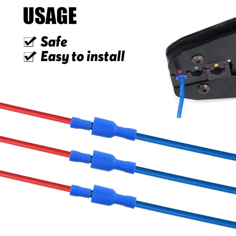 100pcs 50pairs Female Male Electrical Wiring Connector Insulated Crimp Terminal Spade Blue for Wire Cable Crimping Kit view 6