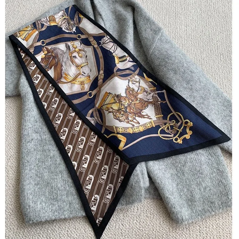 Horse Print Wool Neck Scarf Wraps Luxury Double Layer Womens Winter Warm Scarves 145*25cm