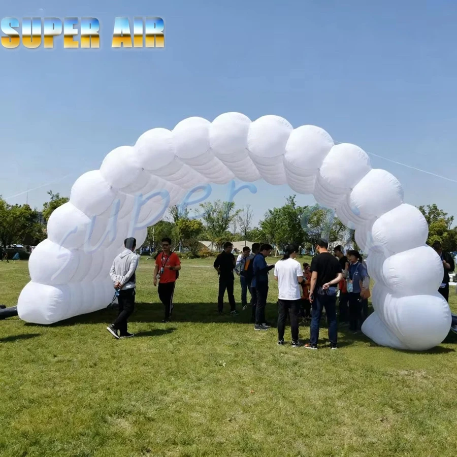 Bela decoração de show de comércio ao ar livre inflável arco iglu decoração arco inflável em forma de nuvem branca