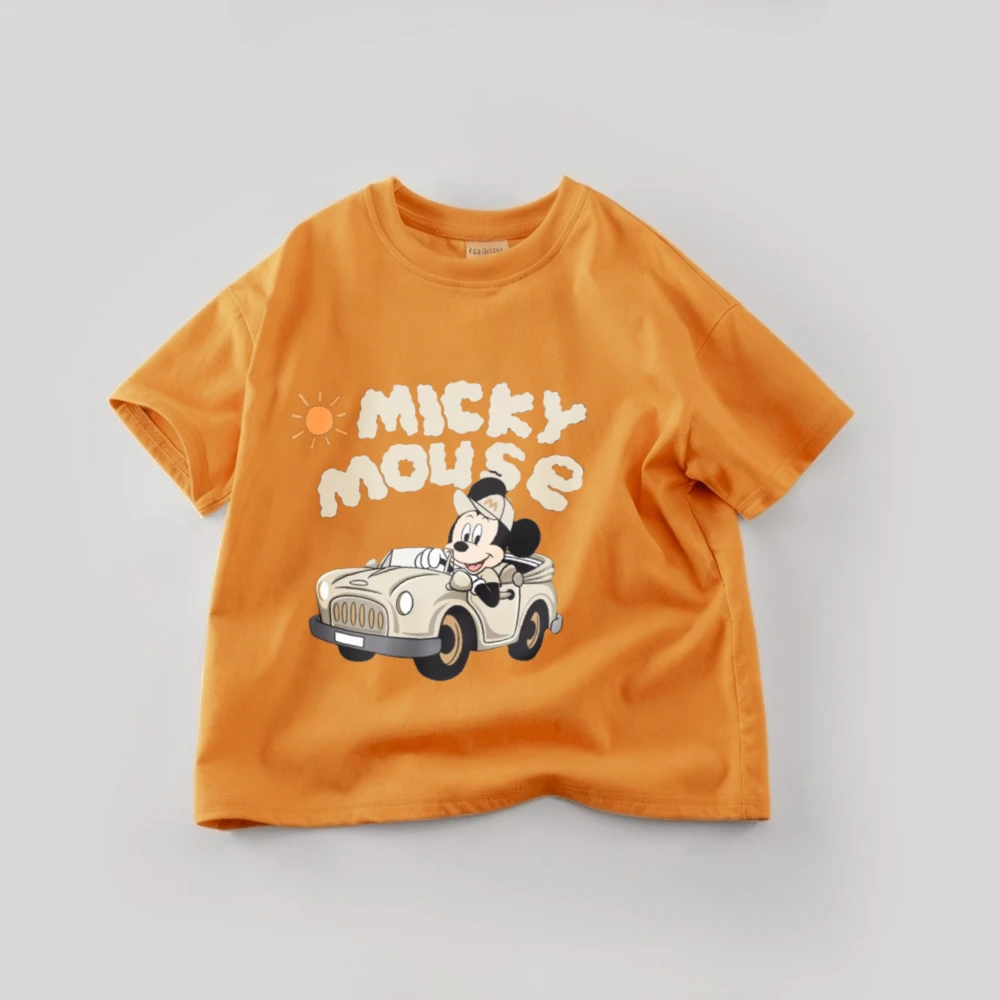 أزياء الكرتون بلايز للأطفال الملابس طباعة ميكي طفل الفتيات الصبي قصيرة الأكمام قمم المحملات الياقة المستديرة عارضة الأطفال التي شيرت #3