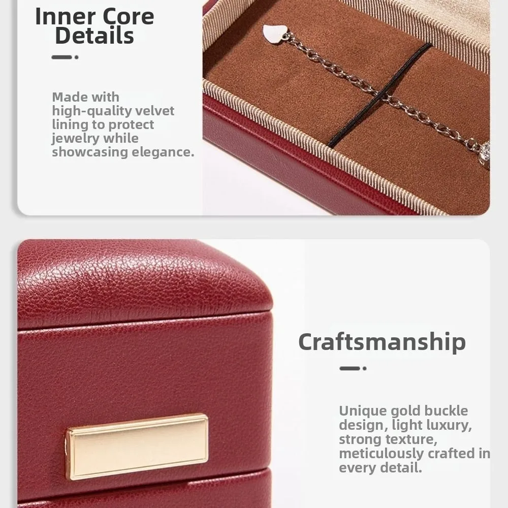 Premium PU Leather Jewelry Packaging Box Gold Buckle Round-cornered Bracelet Box Premium Leather Pendant Box Jewelry Packaging