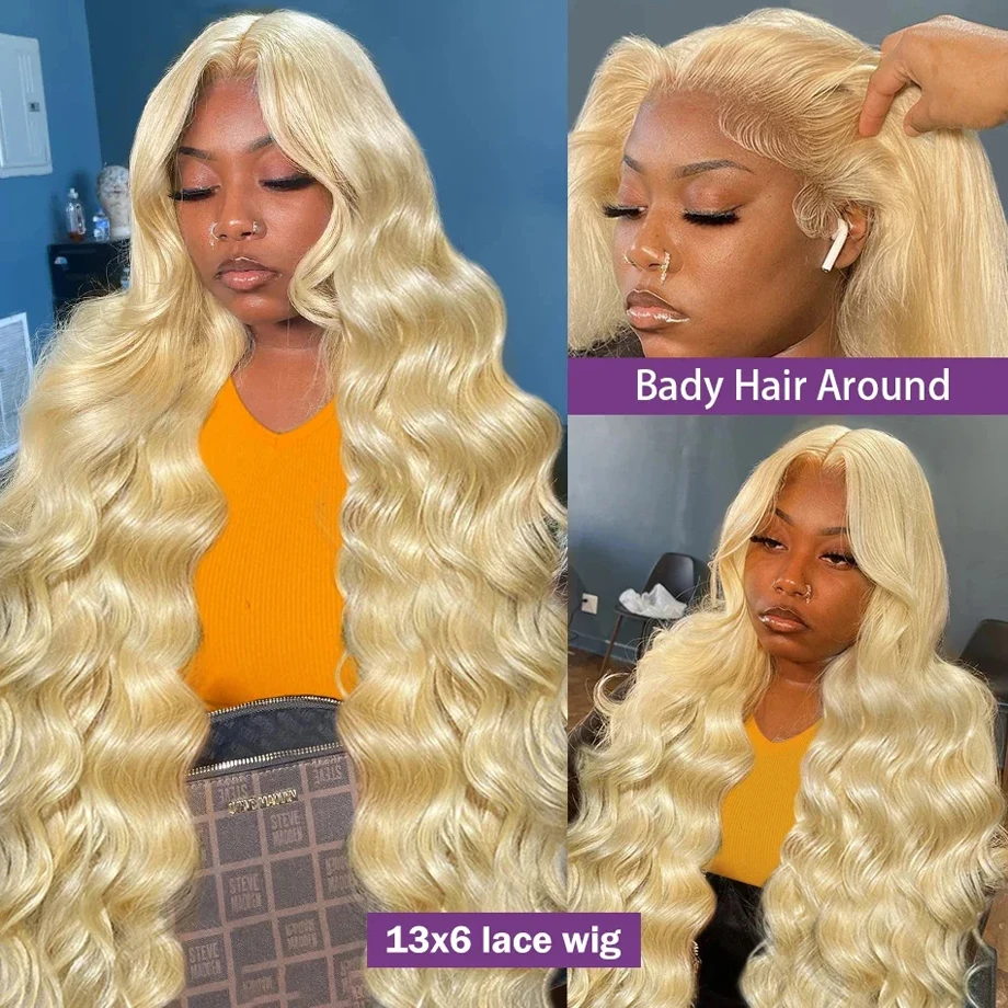 Perruque Body Wave Lace Front Wig 613 sans colle pour femme, cheveux humains, blond miel, 13x6, 13x4, document transparent