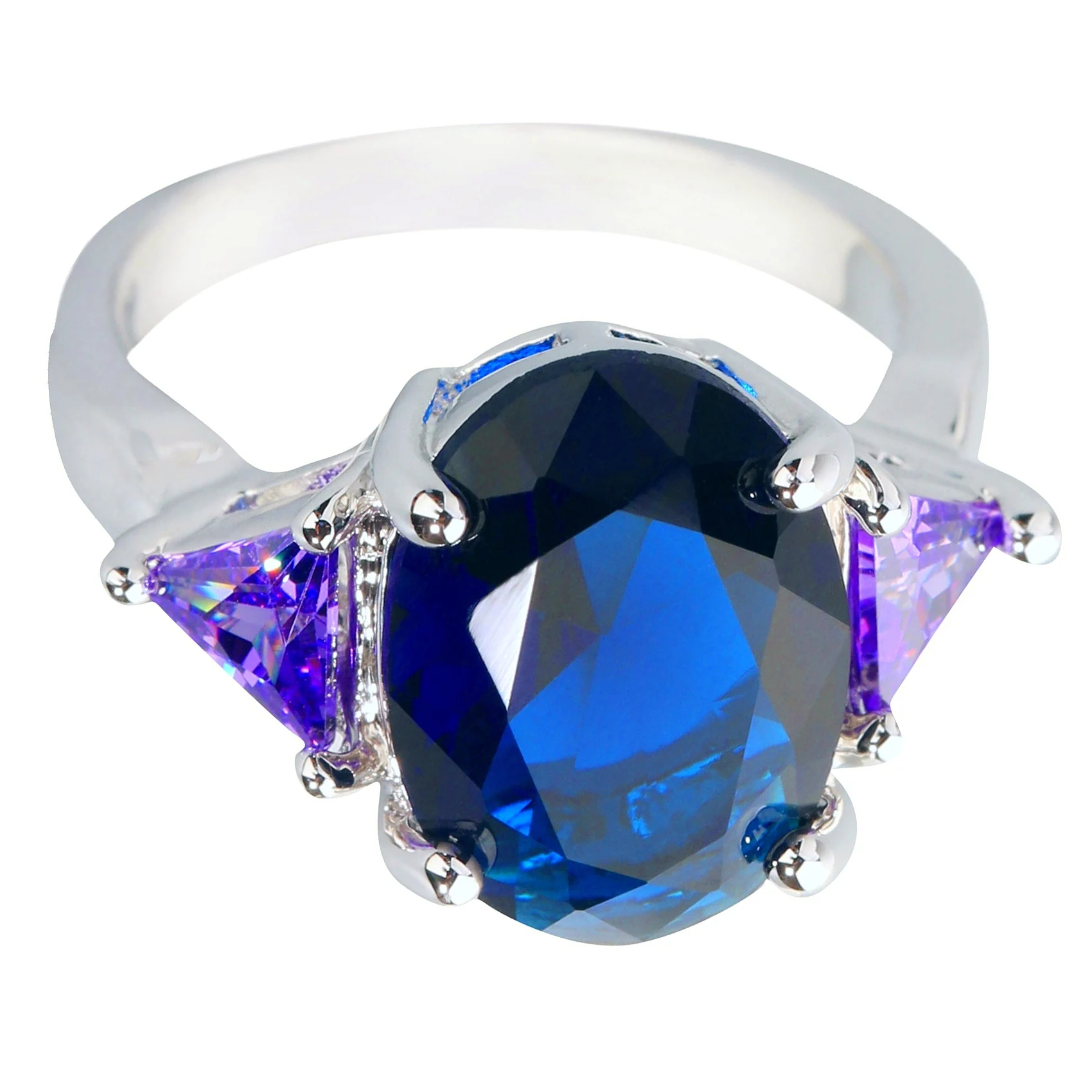 10*14mm Blue Sapphire 925 Sterling Silver Ring Q0321-L