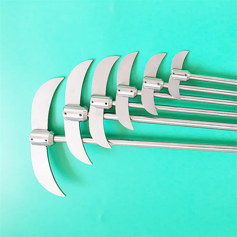 1pcs lab stainless steel two-leaf folding crescent blade propeller crooked paddle suitable for glass flask