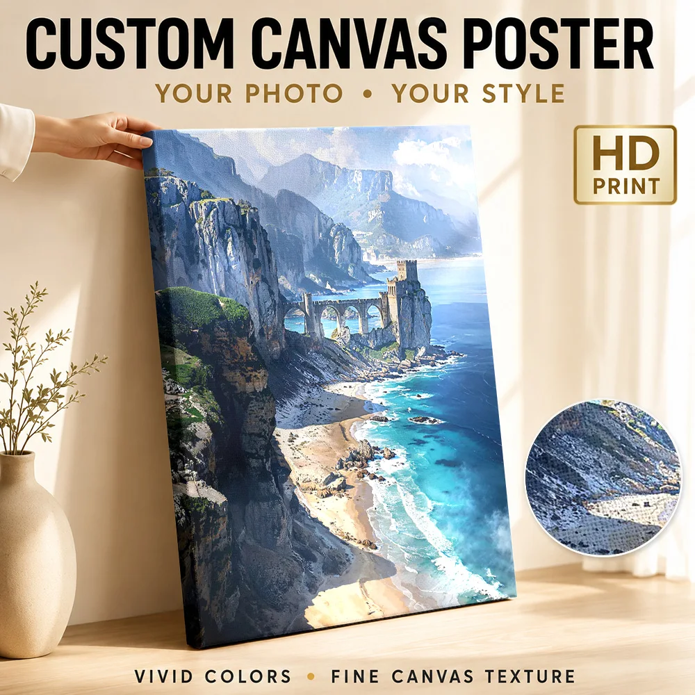 The Cliff's Solitary Sentinel Canvas Poster Custom Photo Japanese Inspired Wall Paintings Decoration for Bedroom Ready to Hang