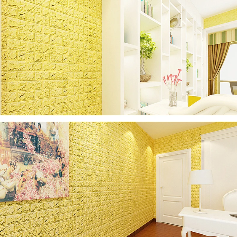 

Self Adhesive Stickers Brick Design Panels Easy Cut Decor Bedroom Living Room Kitchen 60X60Cm Cracker Khaki 3D Art Wall Decals