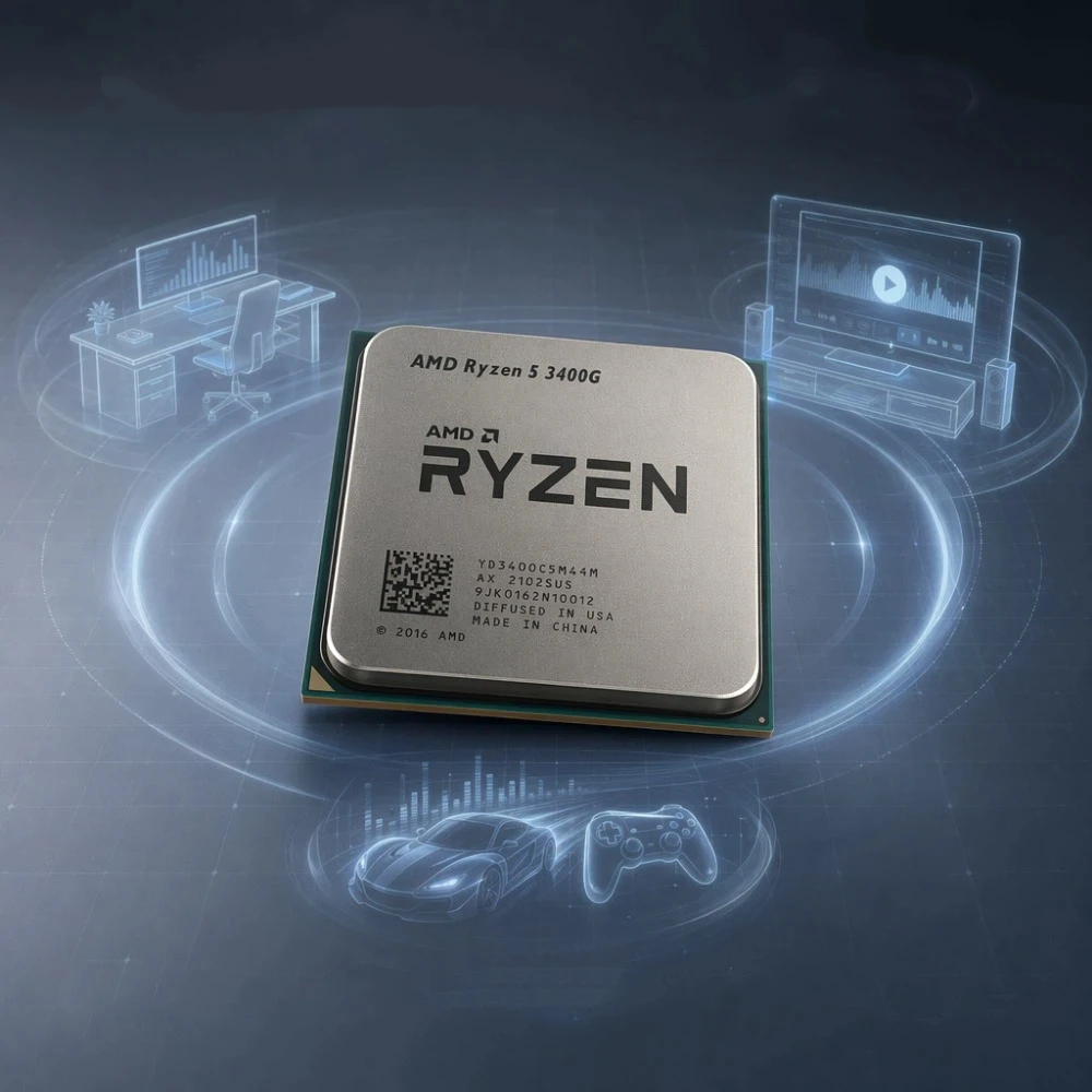 AMD Ryzen 5 3400G CPU Processor 4 Core 8 Thread 3.7GHz Base 4.2GHz Max Boost Socket AM4 Integrated Graphics 65W Without Cooler
