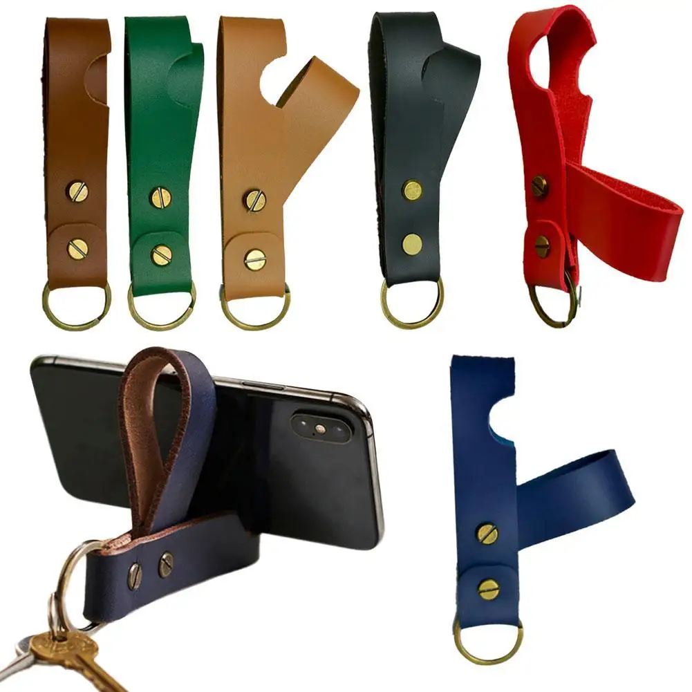 

Leather phone holder ide Stand Case For iPhone Phone Belt Holder Phone Holder Keychain PU Leather Key Holder Phone Stand