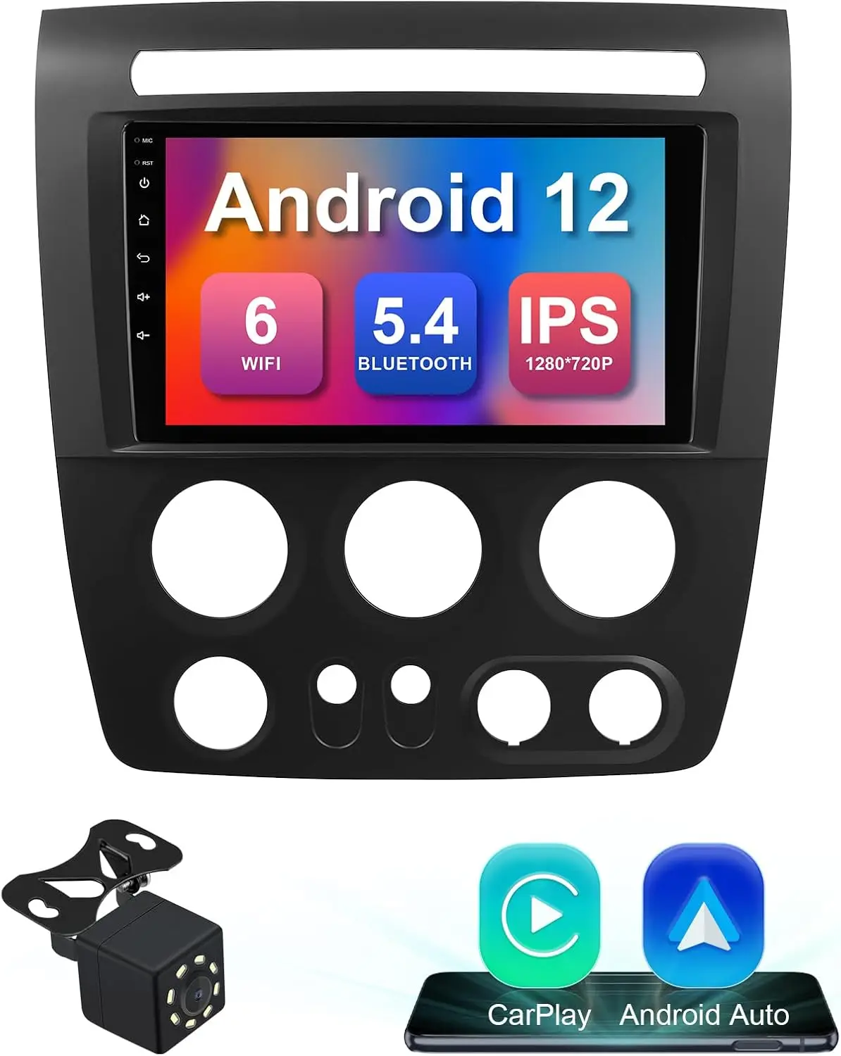 9-inch Android 12 Car Stereo for Hummer H3 2005-2010 with CarPlay, Android Auto, Backup Camera, GPS, FM, BT, IPS Touchscreen