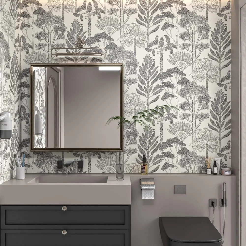 ورق جدران عتيق قابل للتقشير واللصق مقاوم للماء للحمام، ورق اتصال بنمط شجرة بوهو للخزائن والأدراج ذاتية اللصق #4