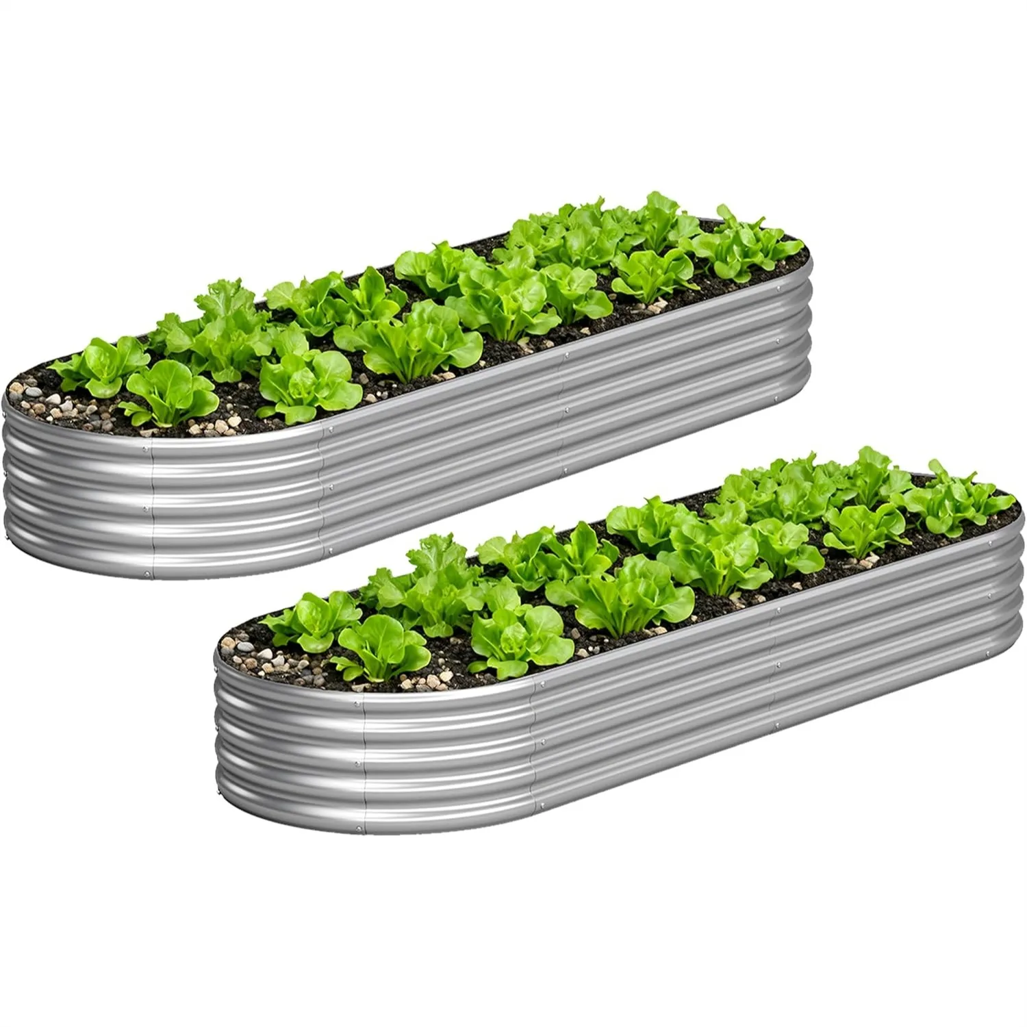 

Galvanized Raised Garden Bed Kit 8x2x1FT, Oval Metal Planter Box for Vegetables, Herbs & Flowers - Large Outdoor Planting Bed