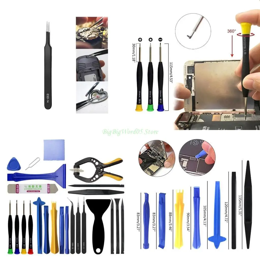

24TE Набор инструментов для ремонта мобильных телефонов, набор из 24 предметов, инструмент для открытия отвертки, пинцет,