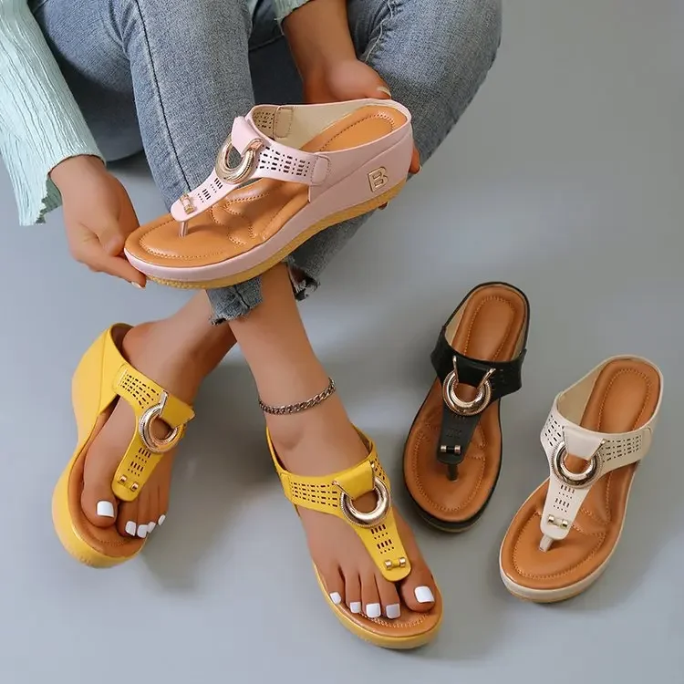 Summer Sandals Women New Open Toe Beach Shoes Flip Flops Wedges Comfortable Slippers Cute Sandals Plu Size 35~43 Chaussure Femme