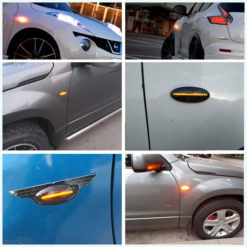 2x Dynamic Turn Signal Side Marker Light Flowing Sequential Repeater Lamp For Nissan Qashqai X-TRAIL NP300 NV200 Dualis Juke F15