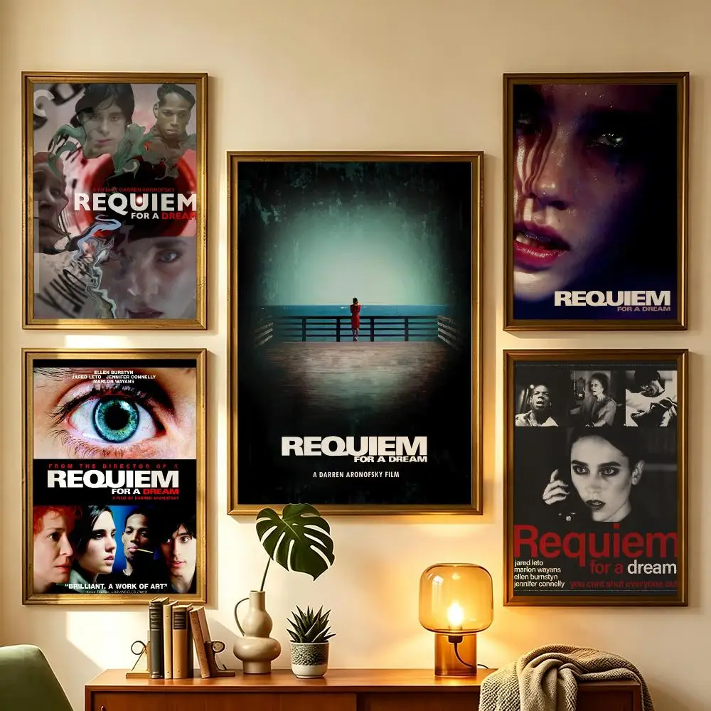 movie Requiem for a Dream Poster Wall Sticker Poster Decal PP Material Self-Adhesive Waterproof for Living Room Home Wall Decor