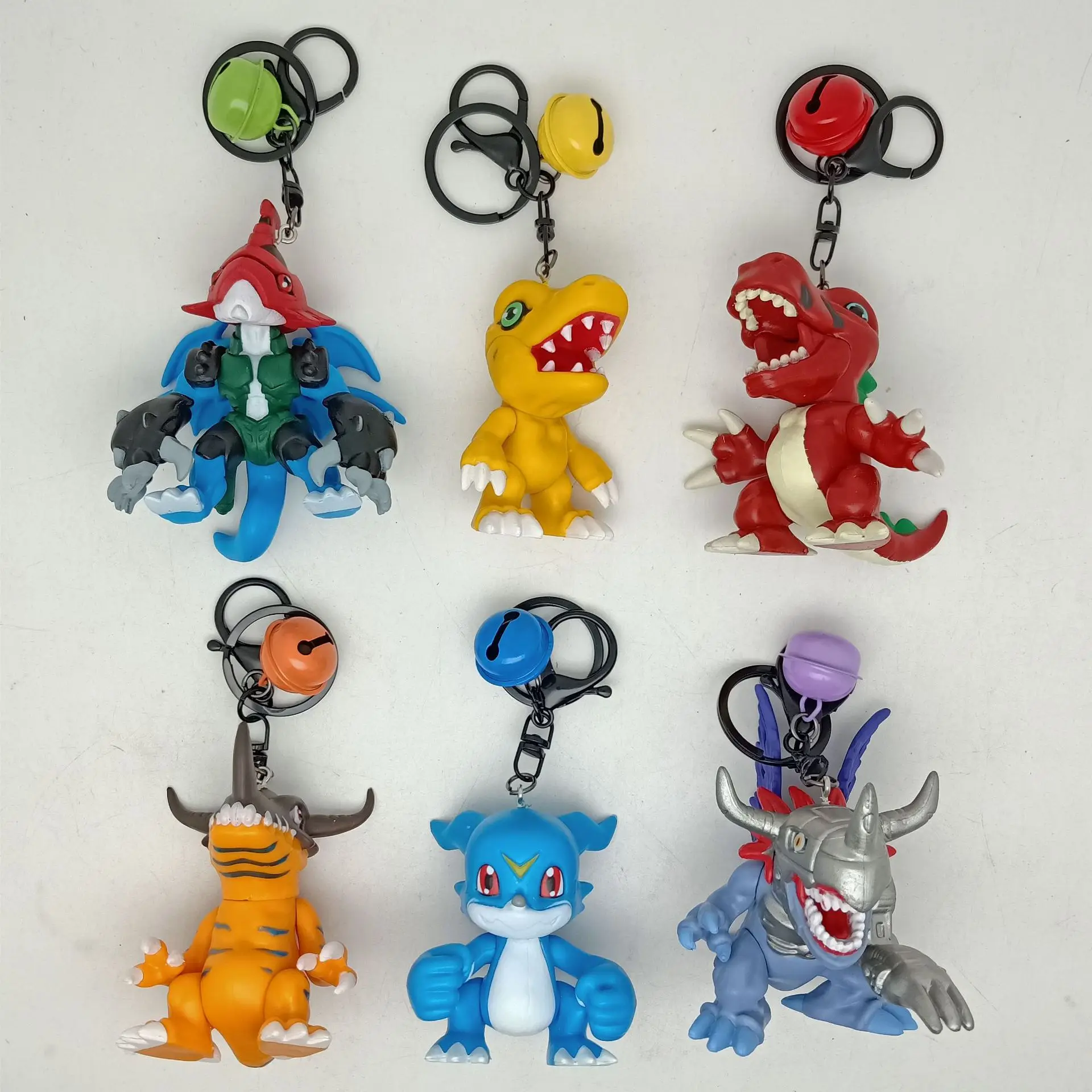 6Pcs/Set Anime Digimon Adventure Agumon Greymon Tyranomon Figure Model Keychain Pendant Collectible Toy Doll Kids Birthday Gift