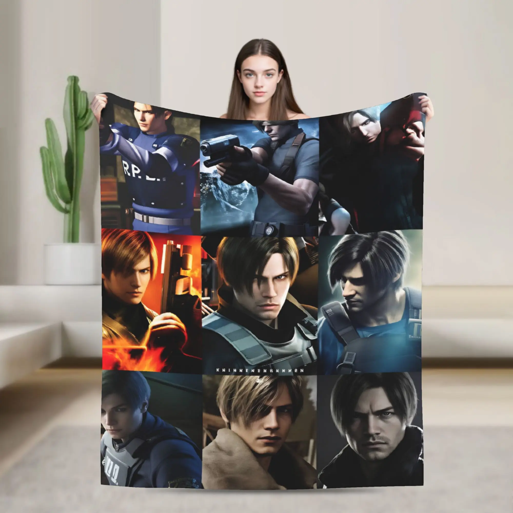 Soft Blanket Travel Office Leon Kennedy Throw Blanket Aesthetic  Bedspread For Bedroom