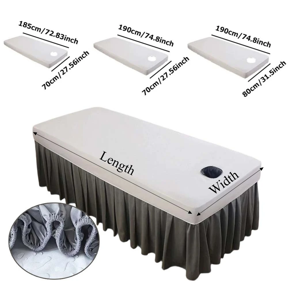 1PC Waterproof Solid Color Massage Table Bed Fitted Sheet Elastic Full Cover Rubber Band Massage SPA Bed Cover with Face Hole