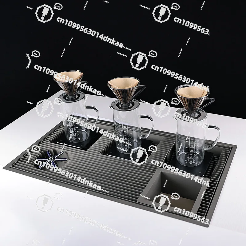 Stainless Steel Hand Flushing Table Embedded in Filter Sink Coffee Utensils Tea Table Drain Table Cup Flusher Stainless Steel