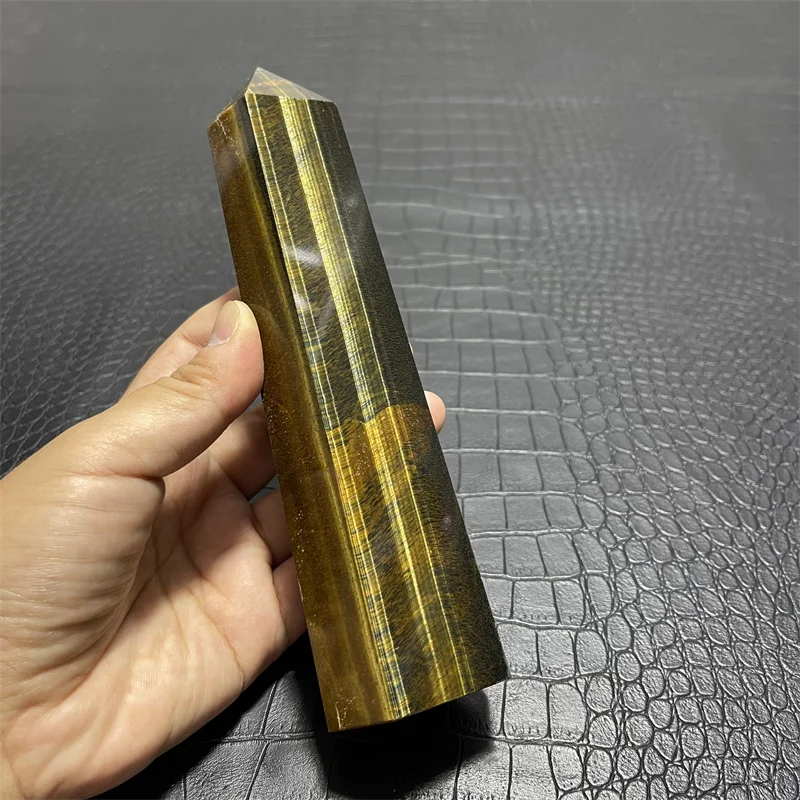 

543g Natural healing crystal yellow tiger eye point tower for decoration