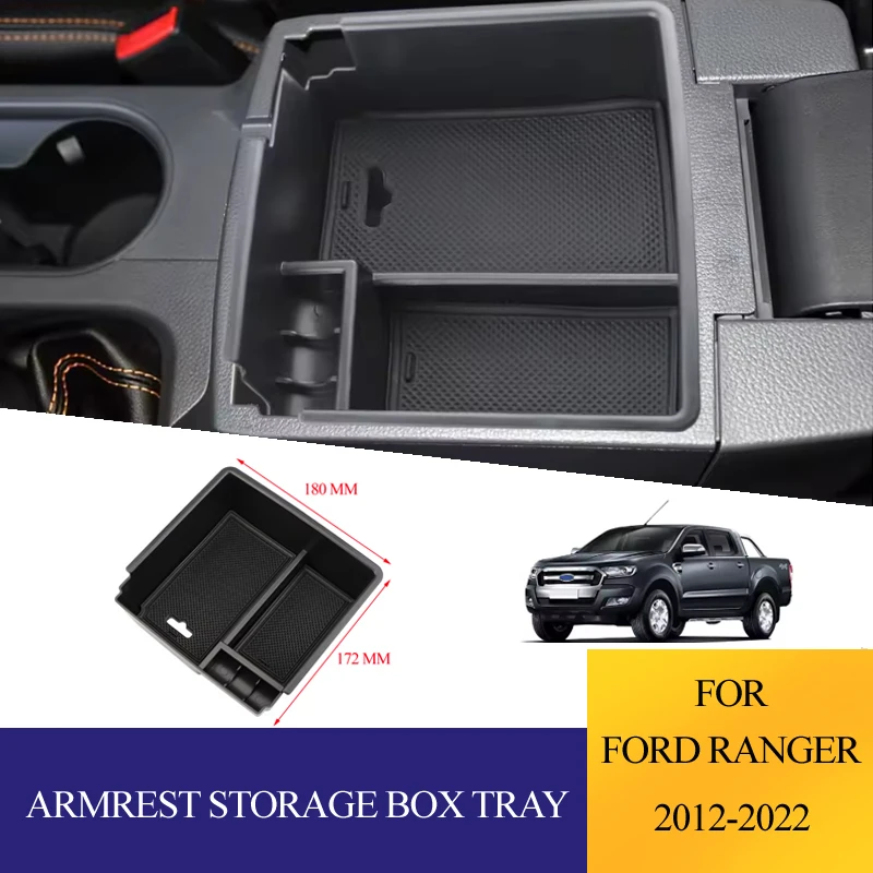 Car Armrest Storage Box Organizer Tray For Ford Ranger 2012-2022 Interior Auto Tidying Container Holder Styling Accessories