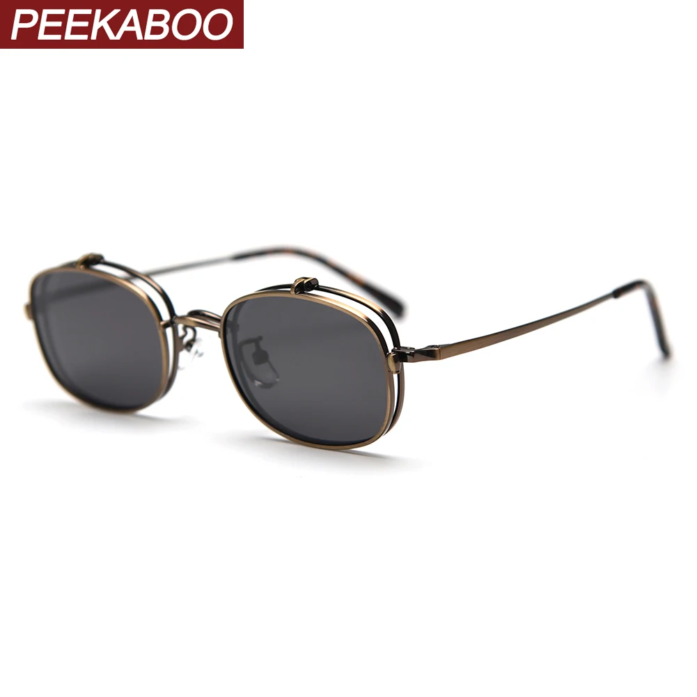 

Peekaboo солнцезащитные очки в металлической оправе с клипсой в стиле ретро, женские поляризационные солнцезащитные очки унисекс, квадратные мужские очки для вождения uv400