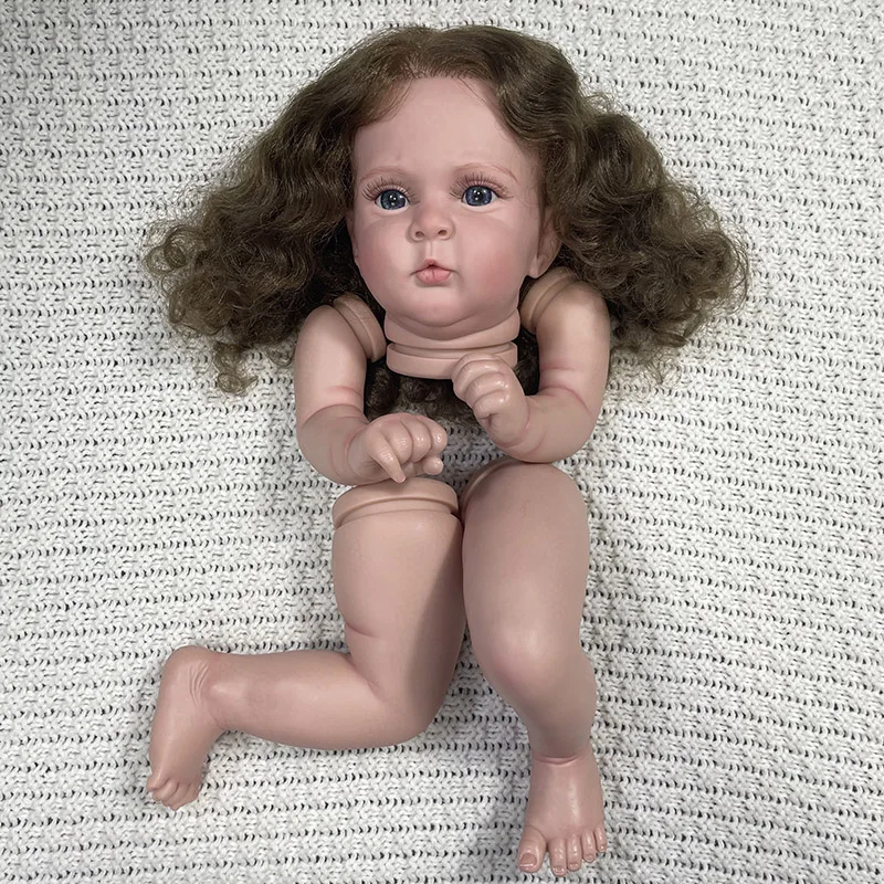 20Inch Unassembled Painted Reborn Doll Jocy with Rooted-Hair Transplant Handmade High Quality Unfinished Doll Parts